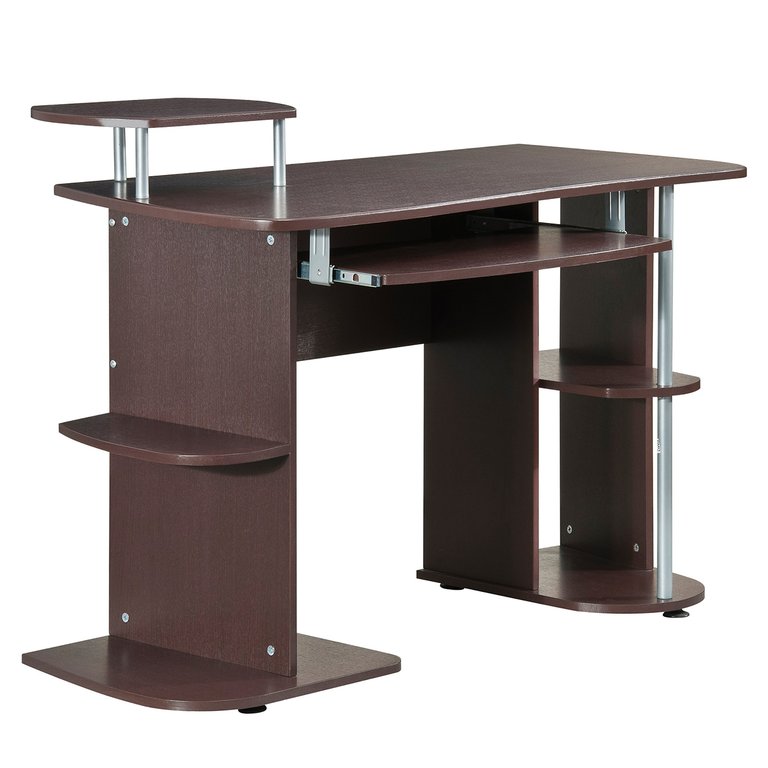 Complete Computer Workstation Desk With Storage - Chocolate - Chocolate