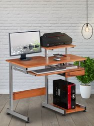 Complete Computer Workstation Desk, Woodgrain - Brown