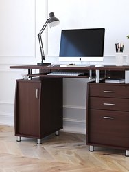 Complete Workstation Computer Desk With Storage - Brown