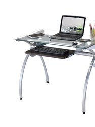 Contempo Clear Glass Top Computer Desk with Pull Out Keyboard Panel - Clear