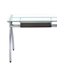 Contempo Clear Glass Top Computer Desk with Pull Out Keyboard Panel - Clear