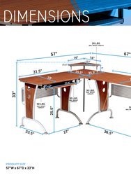 Deluxe L-Shaped Computer Desk With Pull Out Keyboard Panel