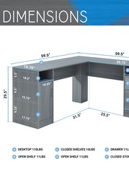 Functional L-Shape Desk With Storage