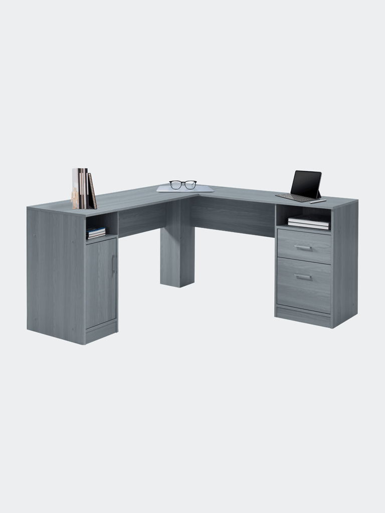 Functional L-Shape Desk With Storage