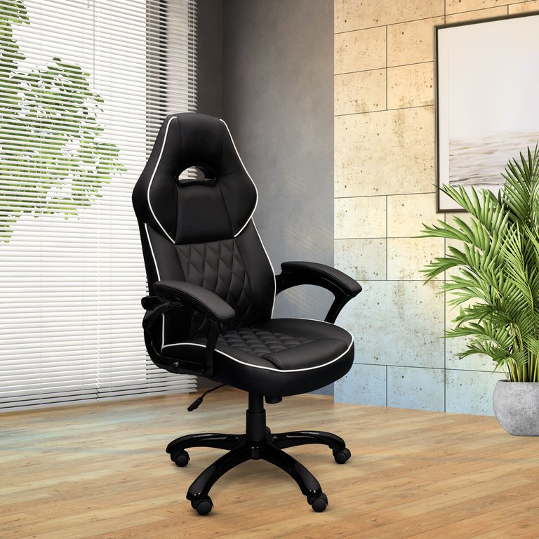 High Back Executive Sport Race Office Chair, Black - Black