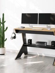 Home Office Computer Writing Desk Workstation With Two Cupholders And A Headphone Hook