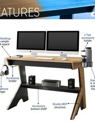 Home Office Computer Writing Desk Workstation With Two Cupholders And A Headphone Hook