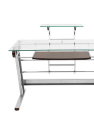 Home Office Workstation with Sturdy Chrome Base - Glass