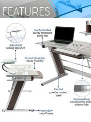 Home Office Workstation with Sturdy Chrome Base - Glass