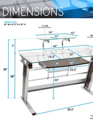 Home Office Workstation with Sturdy Chrome Base - Glass