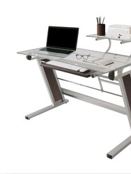 Home Office Workstation with Sturdy Chrome Base - Glass