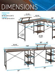 L-Shape Industrial Desk With Storage Shelves