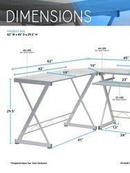 L-Shaped Tempered Glass Top Computer Desk With Pull Out Keyboard Panel