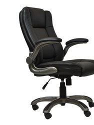 Medium Back Executive Office Chair With Flip-up Arms - Black