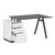 Modern Home Office Computer Desk With Smoke Tempered Glass Top & Storage - White 