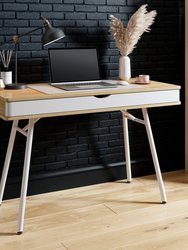 Modern Multi Storage Computer Desk with Storage - Pine