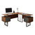 Reversible L-Shape Computer Desk with Drawers and File Cabinet - Walnut