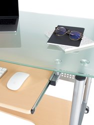 Rolling Computer Desk, Glass and Silver