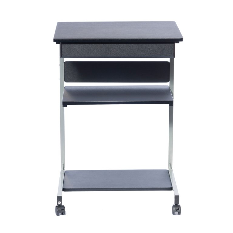 Rolling Laptop Cart With Storage - Graphite