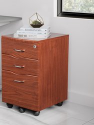 Rolling Storage And File Cabinet - Mahogany