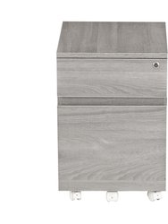 Rolling Two Drawer Vertical Filing Cabinet with Lock And Storage - Grey