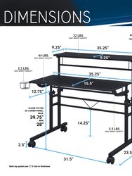 Rolling Writing Desk with Height Adjustable Desktop And Moveable Shelf