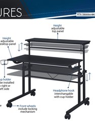 Rolling Writing Desk with Height Adjustable Desktop And Moveable Shelf