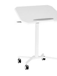 Sit To Stand Mobile Laptop Computer Stand With Height Adjustable And Tiltable Tabletop - White