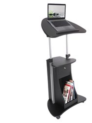 Sit-to-Stand Rolling Adjustable Laptop Cart With Storage, Black - Black