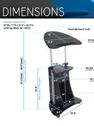 Sit-to-Stand Rolling Adjustable Laptop Cart With Storage, Black