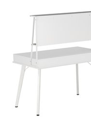 Study Computer Desk With Storage And Magnetic Dry Erase White Board - White