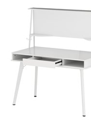 Study Computer Desk With Storage And Magnetic Dry Erase White Board - White