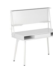 Study Computer Desk With Storage And Magnetic Dry Erase White Board - White