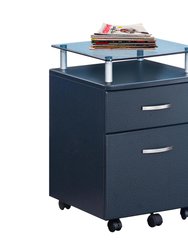 Techni Mobili Rolling File Cabinet with Glass Top, Graphite