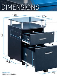 Techni Mobili Rolling File Cabinet with Glass Top, Graphite