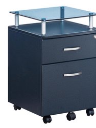 Techni Mobili Rolling File Cabinet with Glass Top, Graphite