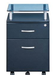 Techni Mobili Rolling File Cabinet with Glass Top, Graphite