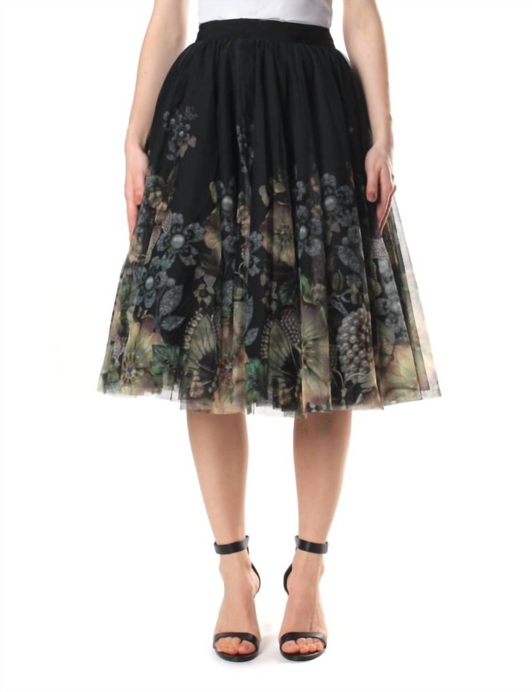 Areely Gem Garden Skirt In Black - Black