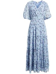 Blakeli Maxi Dress Light Blue Heart Print - Blue