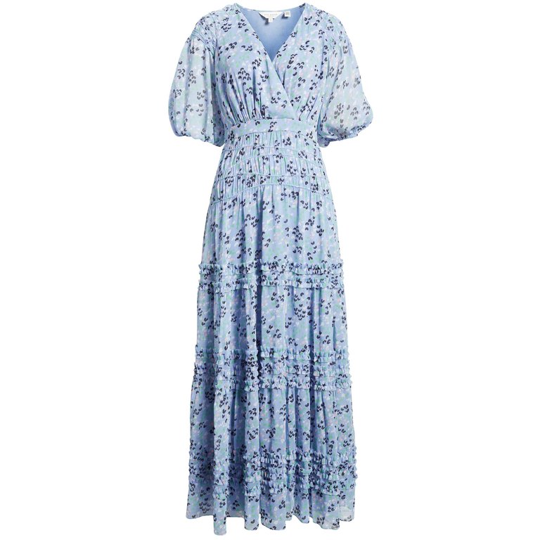 Blakeli Maxi Dress Light Blue Heart Print - Blue