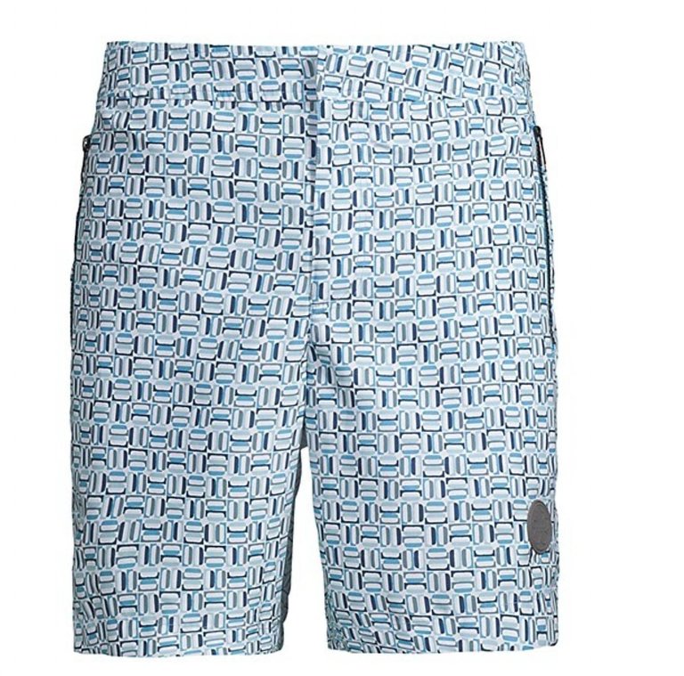 Crabbe Geometric Print Swim Shorts In Blue - Blue