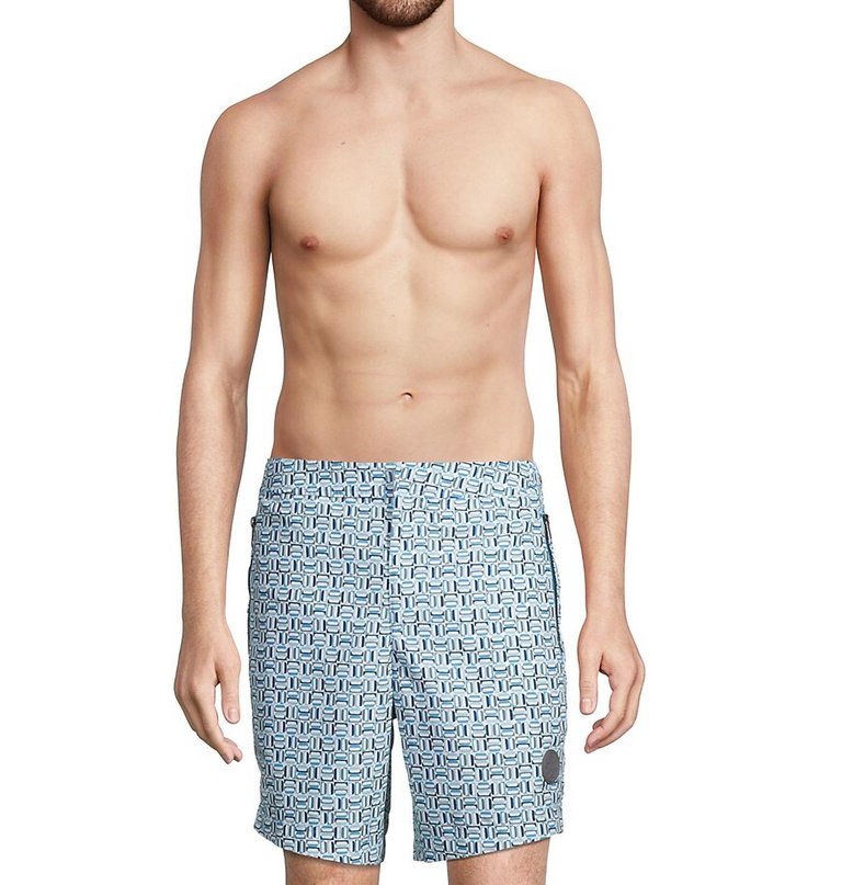 Crabbe Geometric Print Swim Shorts In Blue