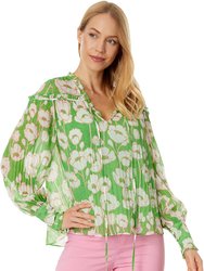 Ellerie Swing Blouse With Blouson Sleeve - Green - Green