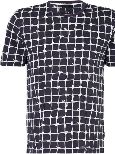 Ted Baker Men Naidow Navy White Knot Print Short Sleeve Crew Neck T-Shirt product