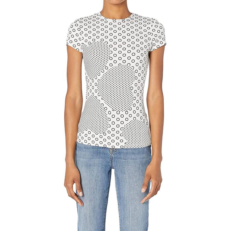 Sirah Heart Printed Fitted Tee In Black/White - Black/White