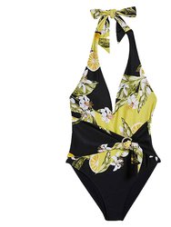 Women Wmc- Tabeth-Tie Front Plunge Swimming Costume - Black