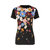 Women's Bealaa Printed Fitted Floral T-Shirt - Black