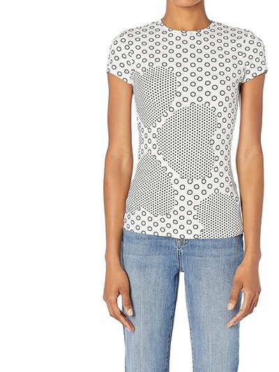 Ted Baker Women's Black White Heart Print Sirah Printed Stretch Fitted Tee T-Shirt product