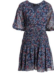 Women's Casidee Heart Print Puff Sleeve Chiffon Mini Dress - Multicolor