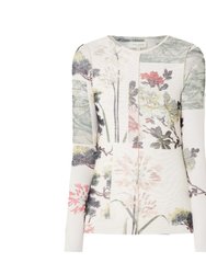 Women's Lareana Pastel Floral Mesh Long Sleeve Top - White